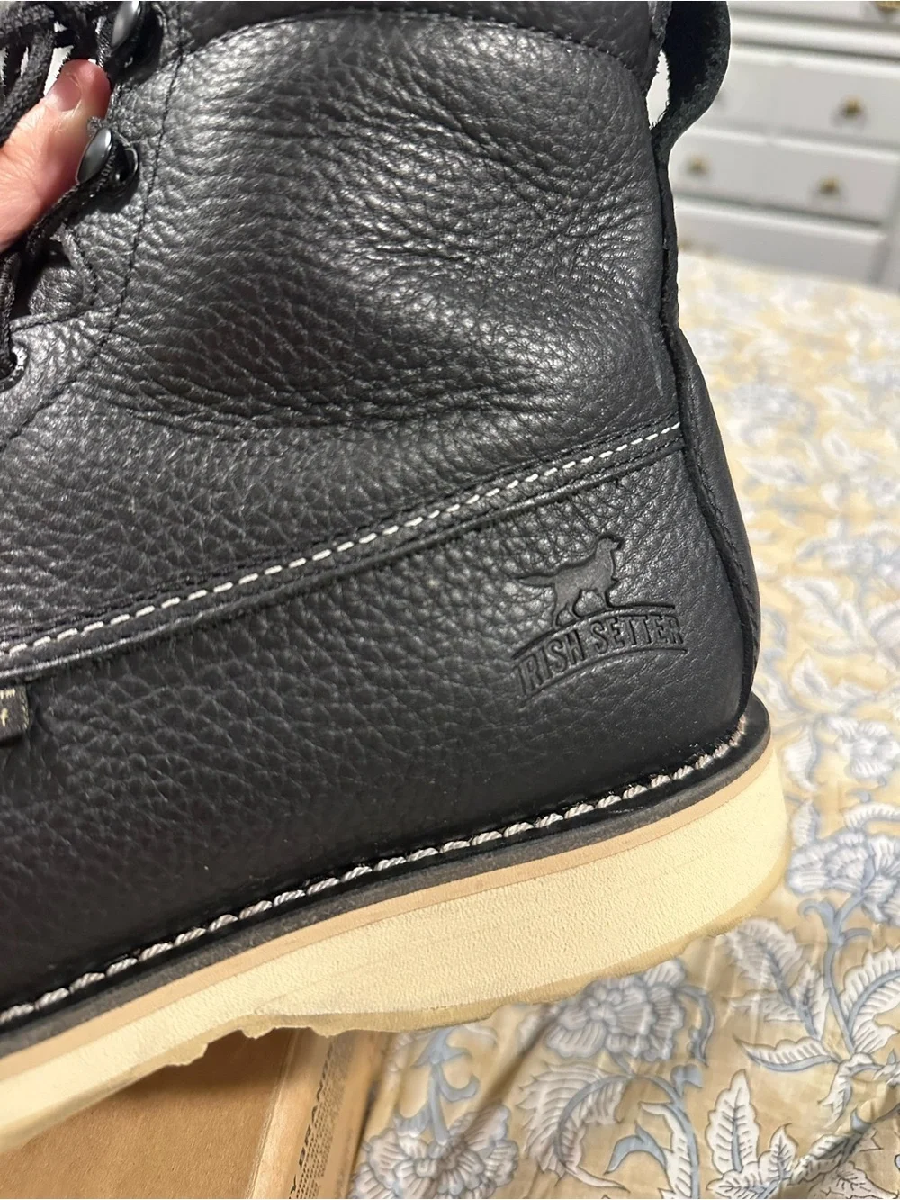 Irish Setter Black Leather Moc Toe Lace-Up Work Boots7” wingshooter